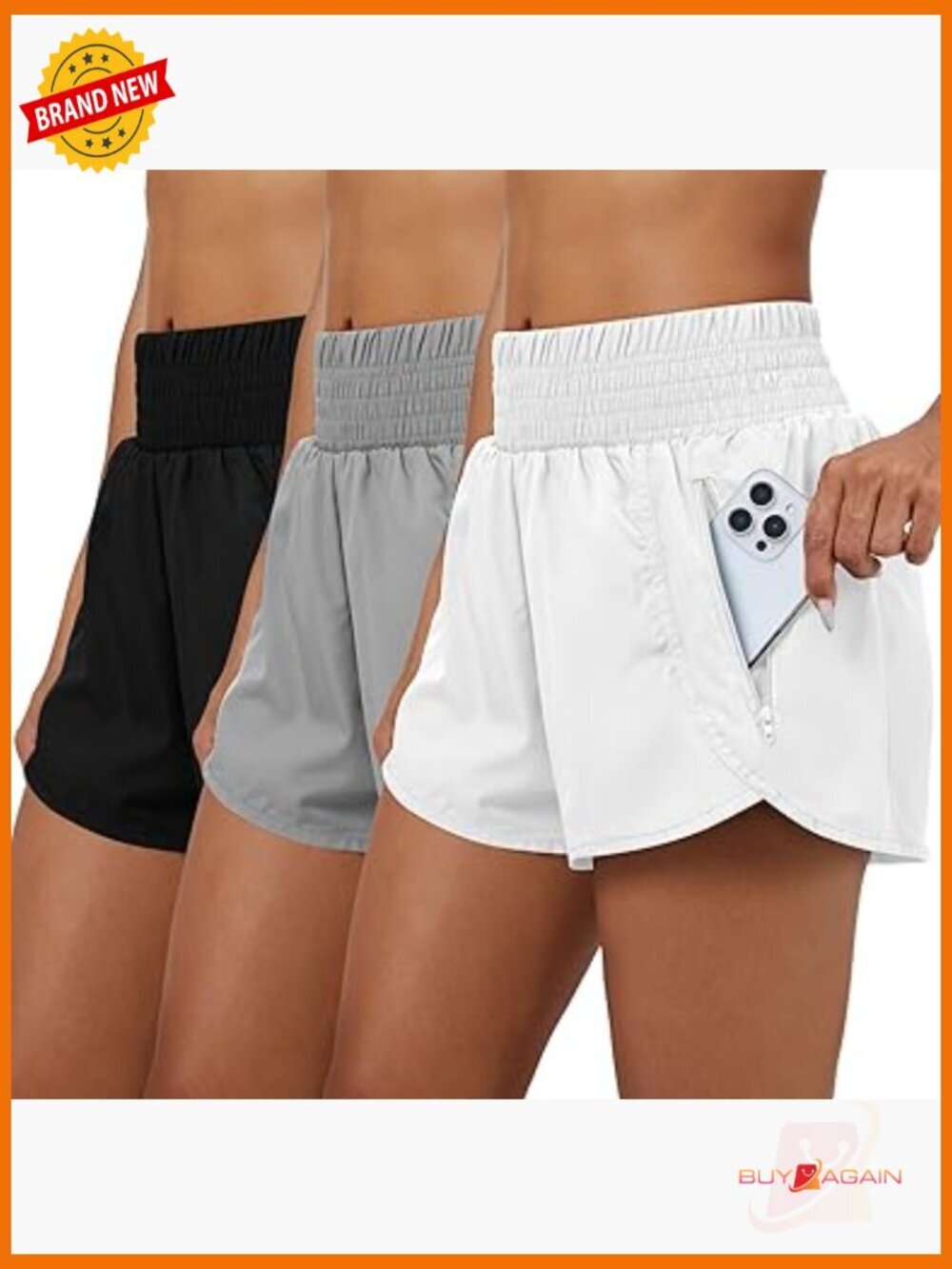 2 in 1 Running Shorts with Zipper Pockets High Waisted Quick Dry Athletic